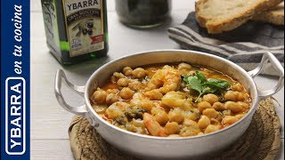 Garbanzos con bacalao y langostinos  Guisos fáciles [upl. by Alleira]