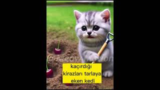 KİRAZ YETİŞDİREN KÜÇÜK KEDİ kedilerindünyası cat funny animasya animatedcartoon [upl. by Sherwin344]