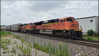 TP45  BNSF Vehicle Freight Train  Northbound  8758 6543  70 Cars  Kansas City KS 66106 [upl. by Notyrb76]