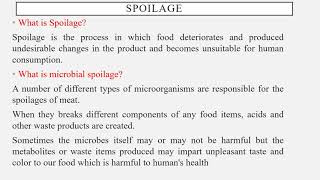 CONTAMINATIONPRESERVATION AND SPOILAGE OF MEAT AND MEAT PRODUCTS [upl. by Araas318]