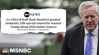 Political earthquake’ Mark Meadows has been granted immunity according to ABC News [upl. by Lejna]