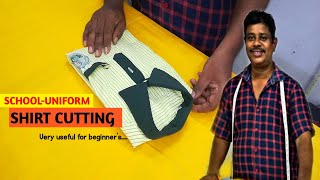 SCHOOLUNIFORM quot SHIRT quot CUTTING  clear explanation  LEARN TAILORING IN TELUGU [upl. by Nollahp]