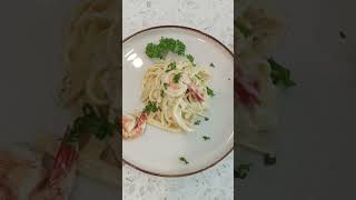 Dinner yang simple lagi Fettuccine Pasta with shrimp [upl. by Ahsikram118]