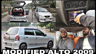 Fully Modified Alto  BODY KIT ALTO  Alto Alloy Wheels  OwnerShip Review  SONY Touchscreen Stereo [upl. by Atinrehs]