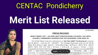 Merit List Released  Centac Pondicherry Nursesprofile [upl. by Nnairb]