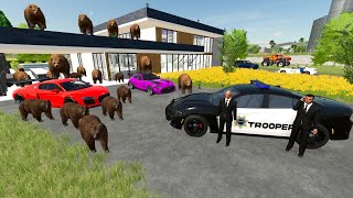 Police save Millionaire from bear attack  Farming Simulator 22 [upl. by Ellinej968]