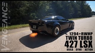 WOW 1250RWHP Twin Turbo 427 LSX C6 CORVETTE Z06  Vengeance Racing [upl. by Oinotnas53]