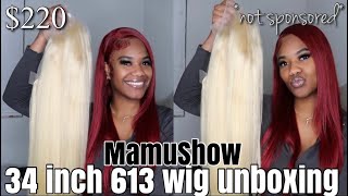 BOMB 613 WIG  MAMUSHOW HAIR ALIEXPRESS  13x6 34 Inch 180 density 613 WIG UNBOXING amp REVIEW [upl. by Orren129]