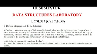 Data Structures Lab exp1 for 3rd sem BCSL305 CSEAIDSVTU [upl. by Quennie78]