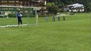 torwartdeTraining mit T Schlieck  Ball in die Tiefe mit zwei Angreifern 1gegen1 [upl. by Dranyam]