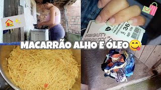 ARRUMEI MINHA CASINHA  FIZ UM MACARRÃO NO ALHO E ÓLEO😋  LAVEI ROUPAS E MAIS [upl. by Annahsat983]