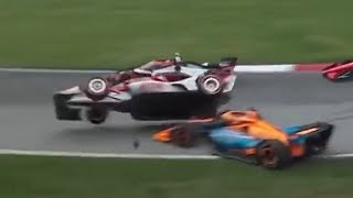 Marcus Ericsson Airborne Crash  2023 Honda Indy 200 [upl. by Yromas]