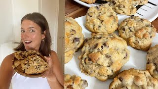 THE BEST BIG FAT COOKIE RECIPE  Levain Bakery style [upl. by Sirk]