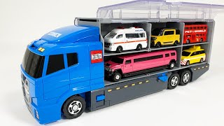 はたらくくるまのトミカのミニカーを開封してコンボイへ収納します☆Work cars Tomica miniature cars are opened and stored in the convoy [upl. by Boulanger975]