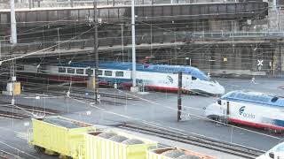 Amtrak Avelia Liberty test train Leaves Penn Coach Yard on Rare Trackage new Acela 2 [upl. by Rfinnej]