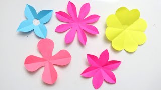 5 Easy Paper Flower Paper Flower Making Ideas How to cutmake Paper Paper Flowers [upl. by Helbonia]