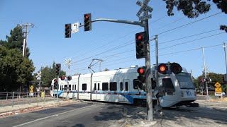 VTA 918 Light Rail  Stokes St Railroad Crossing San Jose CA [upl. by Llenreb]