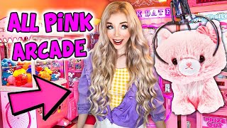 Playing ONLY Pink Arcade Games FOR 24 HOURS Challenge One color ONLY [upl. by Nnaeirb]