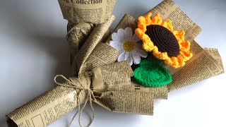 Flower wrapping tutorial crochet flower [upl. by Sabec]