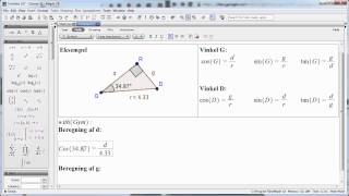 Maple 18  Sådan beregnes de to kateter i en retvinklet trekant med kendt vinkel [upl. by Livvyy]