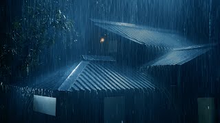 Freedom From Stress to Sleep Instantly with Heavy Rain amp Vicious Thunderstorms on Tin Roof at Night [upl. by Kcirdec552]