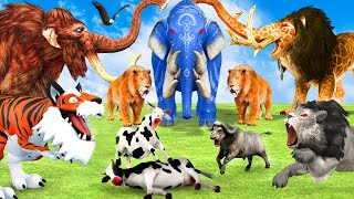 10 Mammoth Elephant vs 10 Big Tiger Bull Zombie Elephants Fight Cow Baby Saved By Woolly Mammoth [upl. by Lorimer]