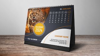 How to Design Desk Calendar 2024 In Adobe Photoshop [upl. by Nnywg]