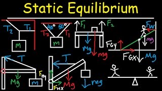 Static Equilibrium  Tension Torque Lever Beam amp Ladder Problem  Physics [upl. by Miller]