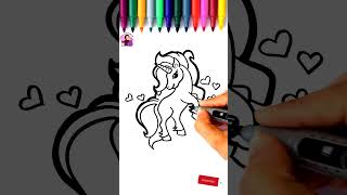 Easy Unicorn 🦄 Drawings for Kids  Cute Small Unicorn Easy Drawing Pencil or Marker DIY Art [upl. by Enelhtak]