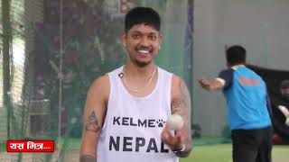 Mission WorldCup Sandeep Lamichhane is seen Practicing hard at TU Cricket Ground [upl. by Warfourd57]