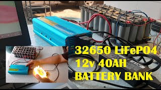 DIY 40AH 12V 32650 LiFePO4 Battery Bank For Solar Power [upl. by Ibbie]