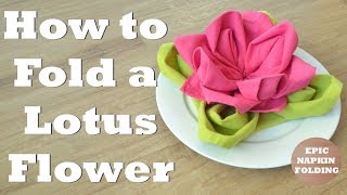 How to Fold a Lotus Flower Napkin  2 minute tutorial  Episode 14 [upl. by Enaitsirhc]