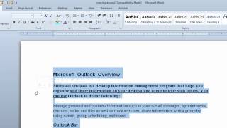 Word 2010 Formatting a document using quick format toolbar and ribbon [upl. by Bluefarb496]