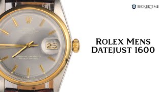 Vintage Mens Rolex 2Tone Datejust Watch Slate Gray Dial 1600 [upl. by Sylado111]