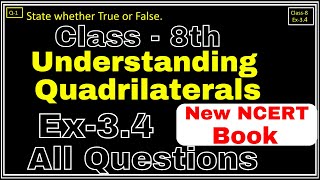 Class8 Ex34 Q1 to Q6 Quadrilaterals Chapter3 Math New CBSE NCERT Book Syllabus 202324 [upl. by Ecnav]