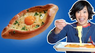 The Ultimate Cheesy Bread Boat  🇬🇪 Adjaruli Khachapuri [upl. by Fabyola]