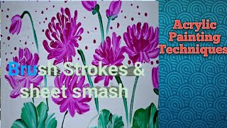 Acrylic Waterlily Painting Techniques Using Brush Stroke amp Sheet Smash Technique Easy Step by step [upl. by Schug]