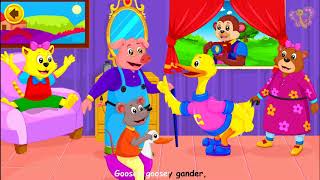 Goosey Goosey Gander  Nursery Rhymes with Lyrics  Kids Songs and Baby Rhymes from BooBoo [upl. by Staffan809]