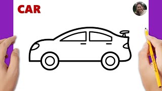 How to draw a CAR easy  Car drawing tutorial [upl. by Farver]