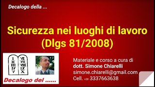 Decalogo della  Sicurezza sul lavoro 20022020 [upl. by Tsui527]