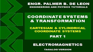 COORDINATE SYSTEMS AND TRANSFORMATION CARTESIAN CYLINDRICAL PART 1 ELECTROMAGNETICS TAGALOG VERSION [upl. by Freyah]