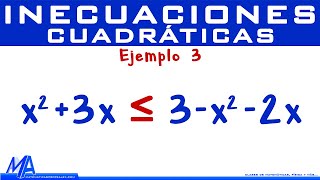 Inecuaciones Cuadráticas  Segundo grado  Ejemplo 3 [upl. by Oicafinob654]