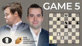 FIDE World Chess Championship Game 5  Carlsen vs Nepo [upl. by Ribaudo]