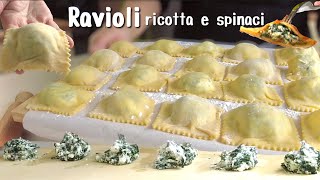 RAVIOLI XXL fatti in casa RICOTTA E SPINACI pasta fresca all’uovo ITALIAN FOOD 🍲 [upl. by Atekin990]