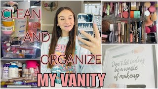 CLEAN AND ORGANIZE MY VANITY WITH ME [upl. by Chastity]