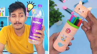 DIY Pencil box with water bottle  How to make pencil box easy with bottle [upl. by Lukey]