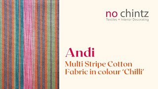 New Fabric Andi Multi Stripe Cotton Fabric colour Chilli  No Chintz Textiles Australia [upl. by Imogene490]