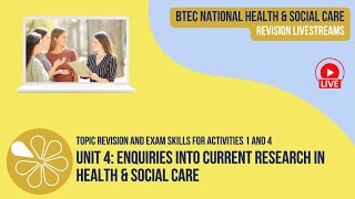 Activities 1 amp 4 in the Unit 4 Exam  BTEC National Health amp Social Care Revision Livestream [upl. by Koziara]