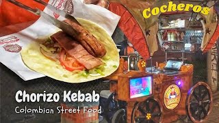 Cocheros Chorizo Kebab  Colombian Food  Street Food Colombia [upl. by Hada39]