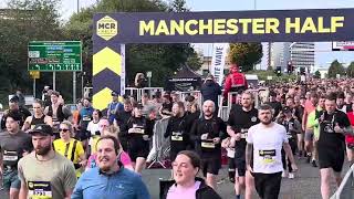 Manchester Half Marathon Yellow Wave Start 13 October 2024 an amazing sight [upl. by Meggy735]